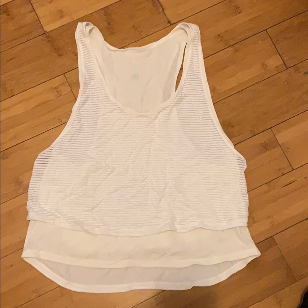 LULULEMON white stripe layered tank size small